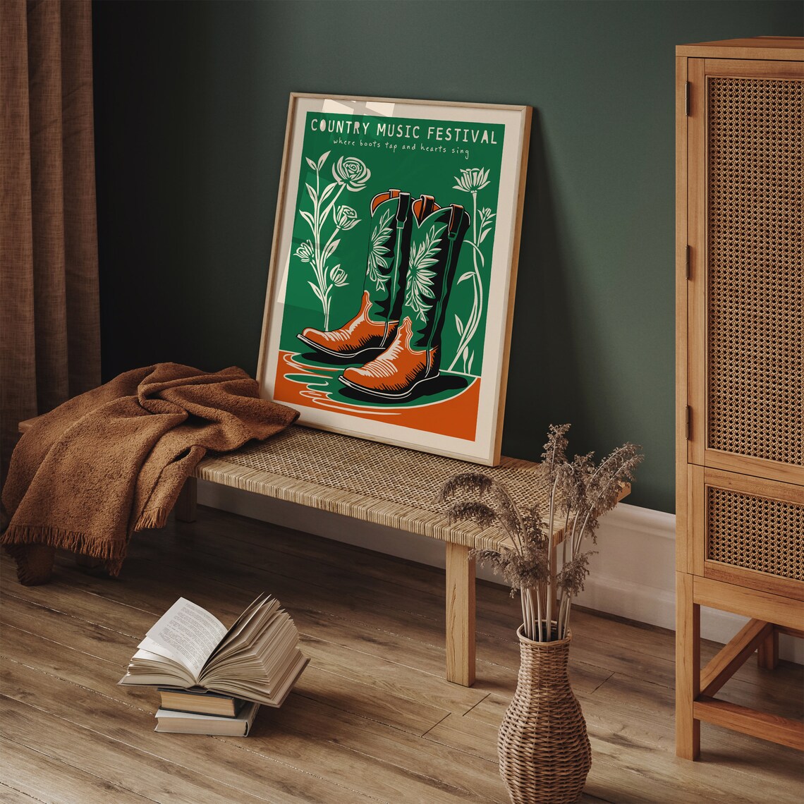 Country Music Festival Cowboy Boots Retro Western Art Poster - Image 6