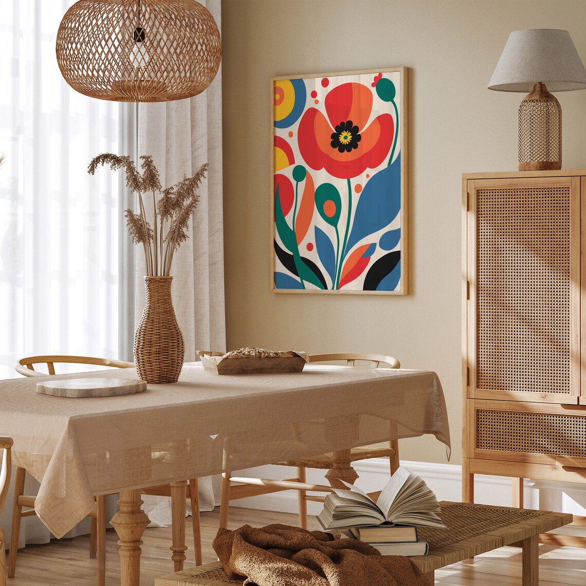 Vibrant Red Poppy Abstract Flowers Colorful Botanical Poster - Image 3