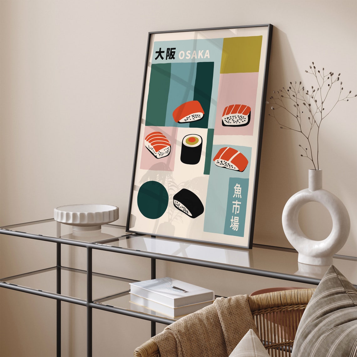 Osaka Sushi Fish Market Japanese Minimalist Kitchen Food Poster - Image 3