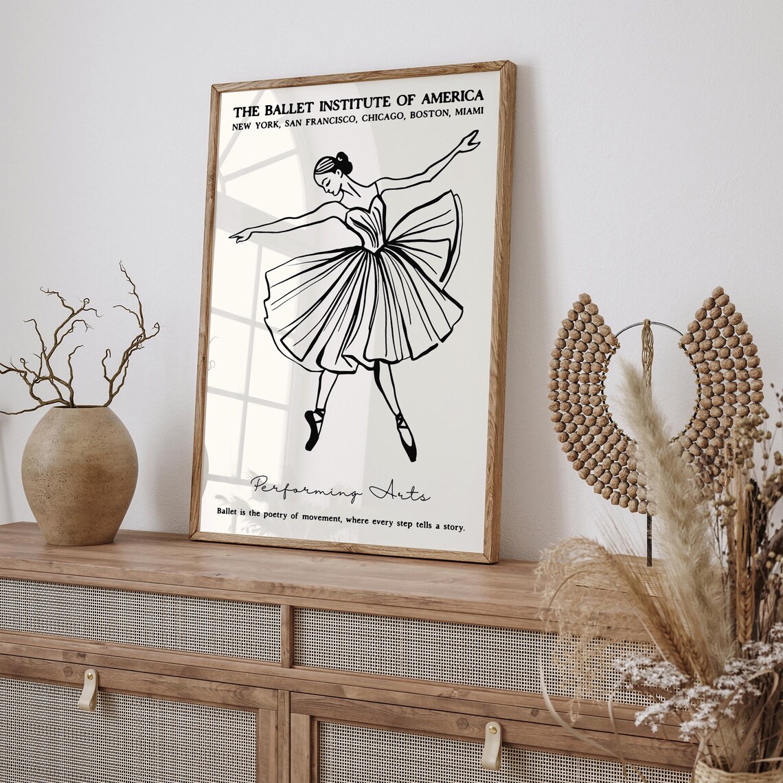 Ballet Institute of America Poster with Ballerina Sketch Art - Image 2