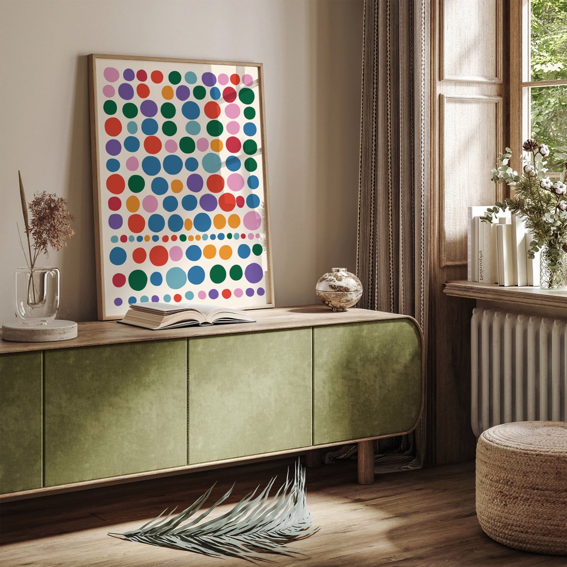 Joyful Multicolor Polka Dot Abstract Pattern Poster On Cream - Image 5