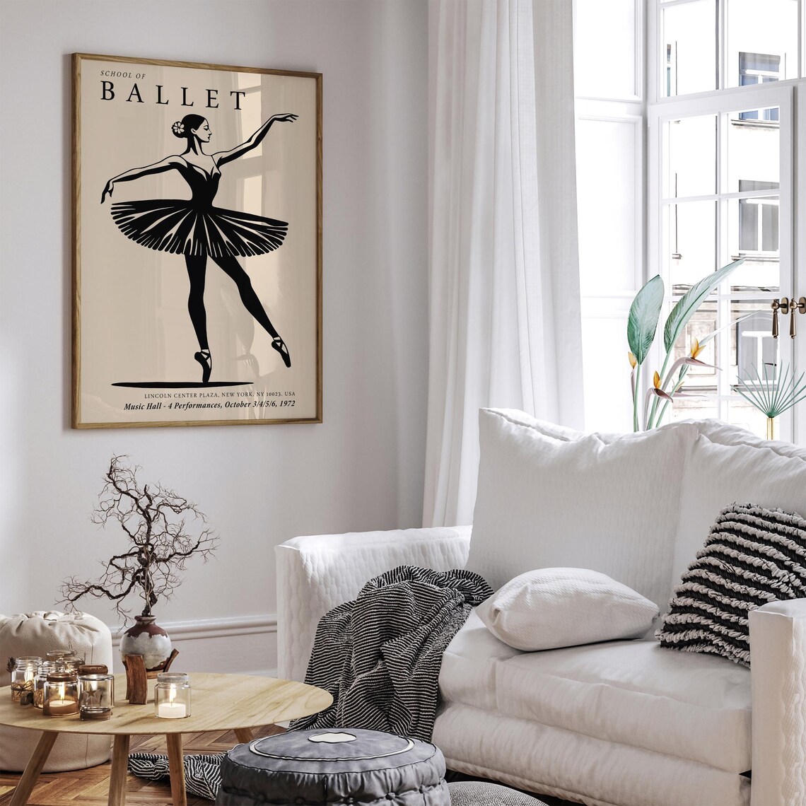 School of Ballet 1972 Black Ballerina Silhouette Beige Poster - Image 2