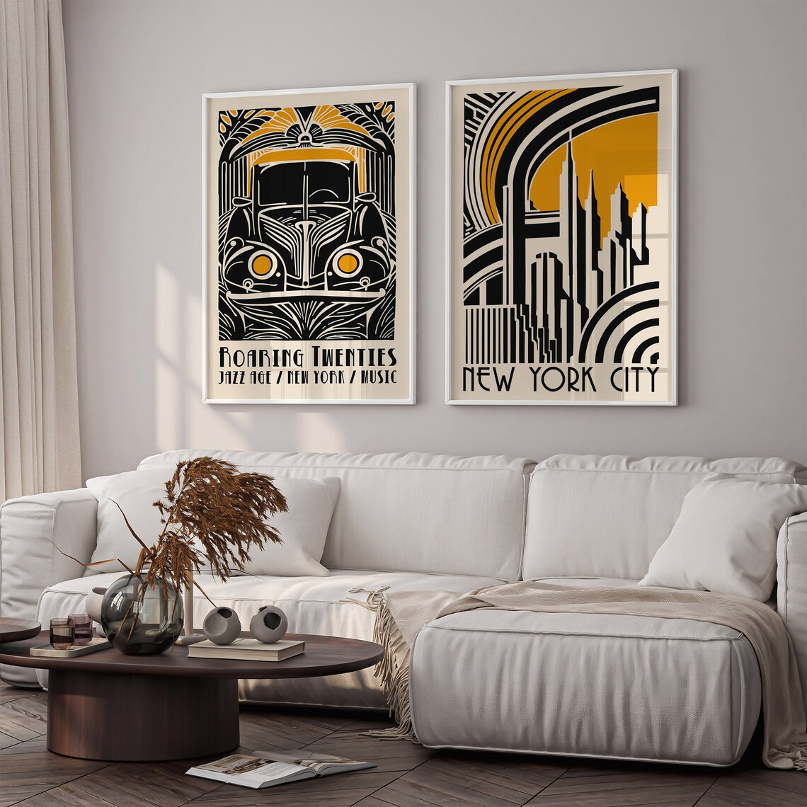 Art Deco Poster New York City Wall Art Black And Beige 20s Retro Wall Decor Art Nouveau Print Vintage Car Poster Roaring Twenties Art - Image 5