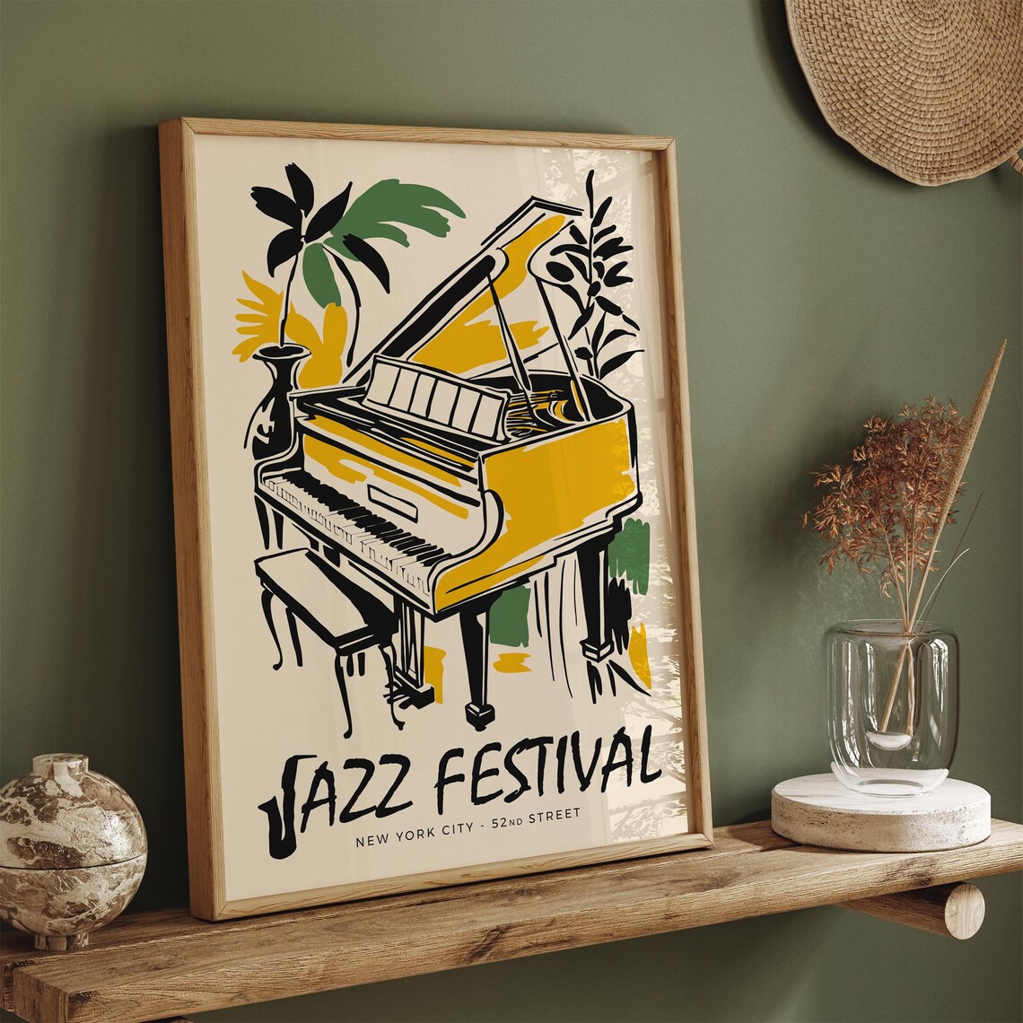 New York 52nd Street Jazz Festival Golden Grand Piano Poster - Image 5
