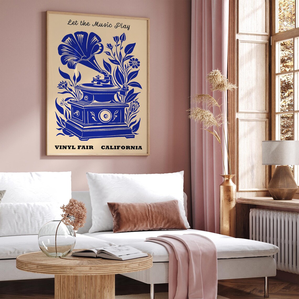 Vinyl Fair California Let the Music Play Floral Gramophone Poster - Image 2