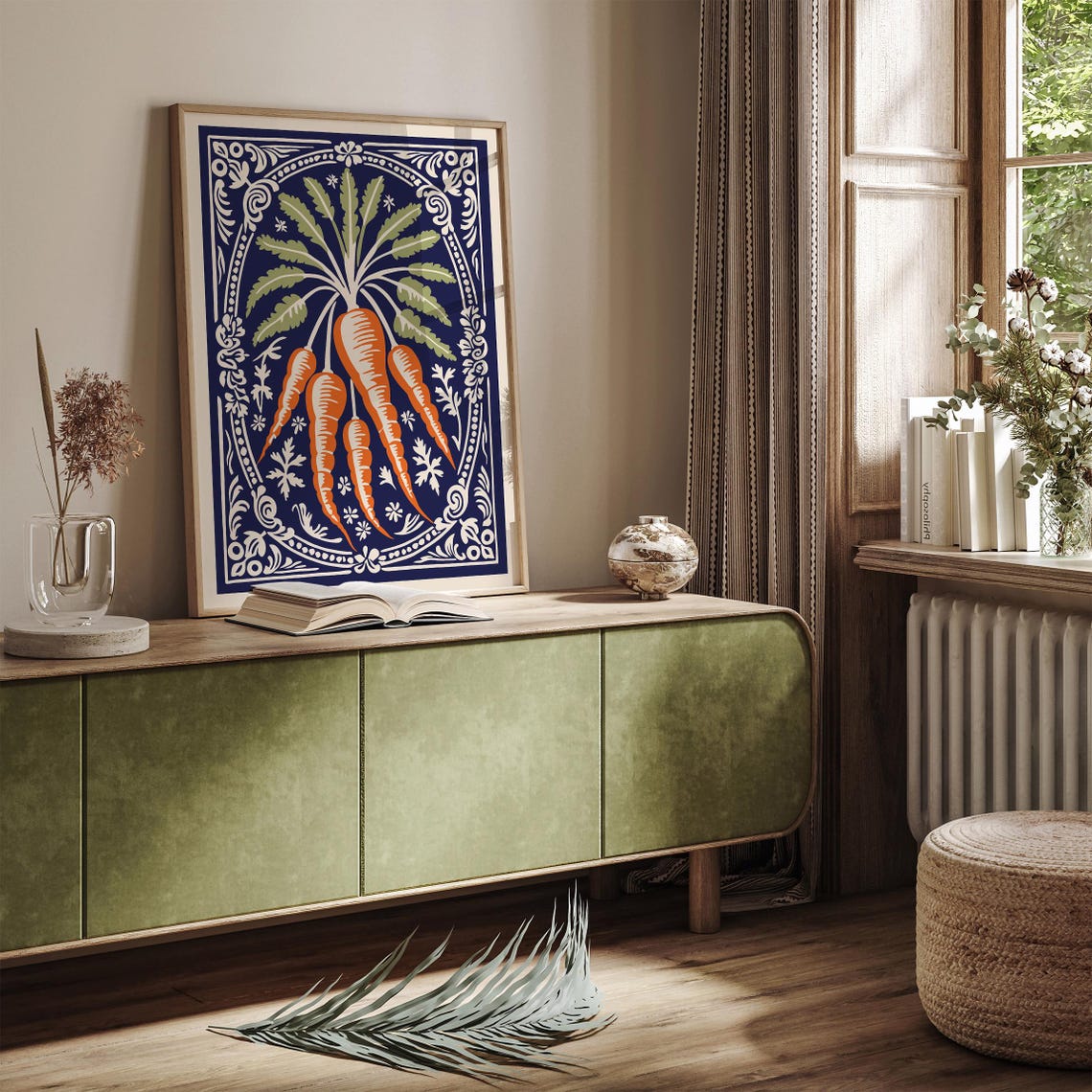 Orange Carrots Bunch Navy Botanical Kitchen Vegetable Poster - Image 4