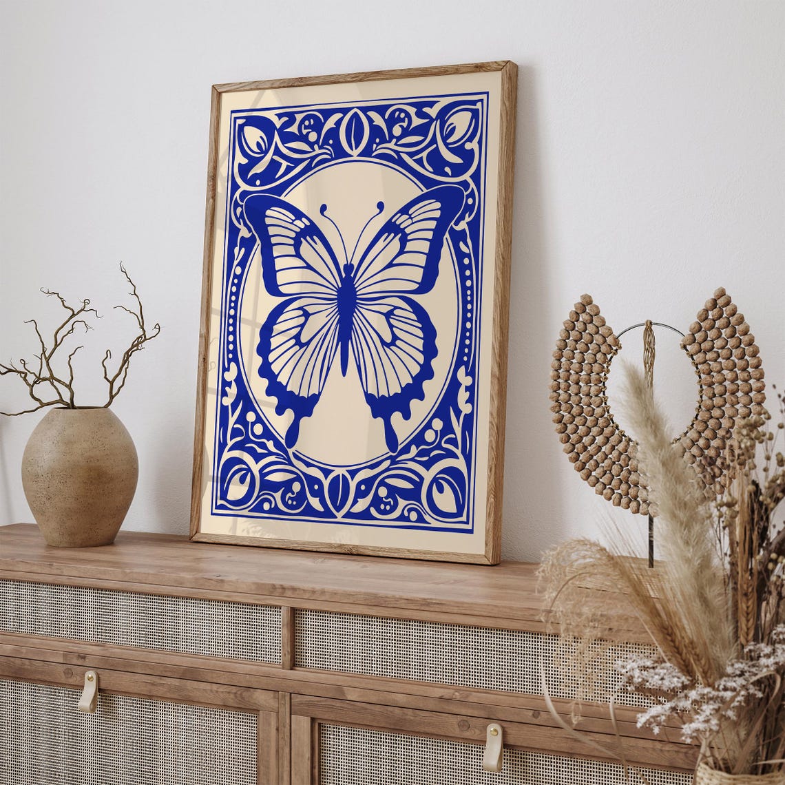 Cobalt Blue Butterfly in Ornate Rococo Frame Elegant Nature Poster - Image 4