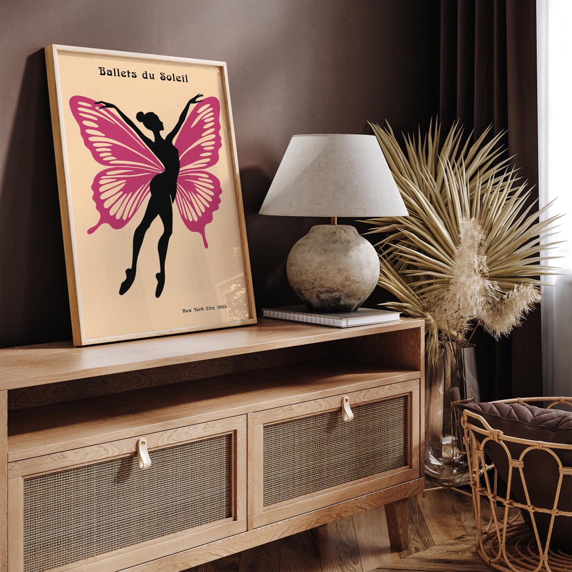 Ballets du Soleil 1993 Poster with Pink Butterfly Wing Ballerina - Image 3