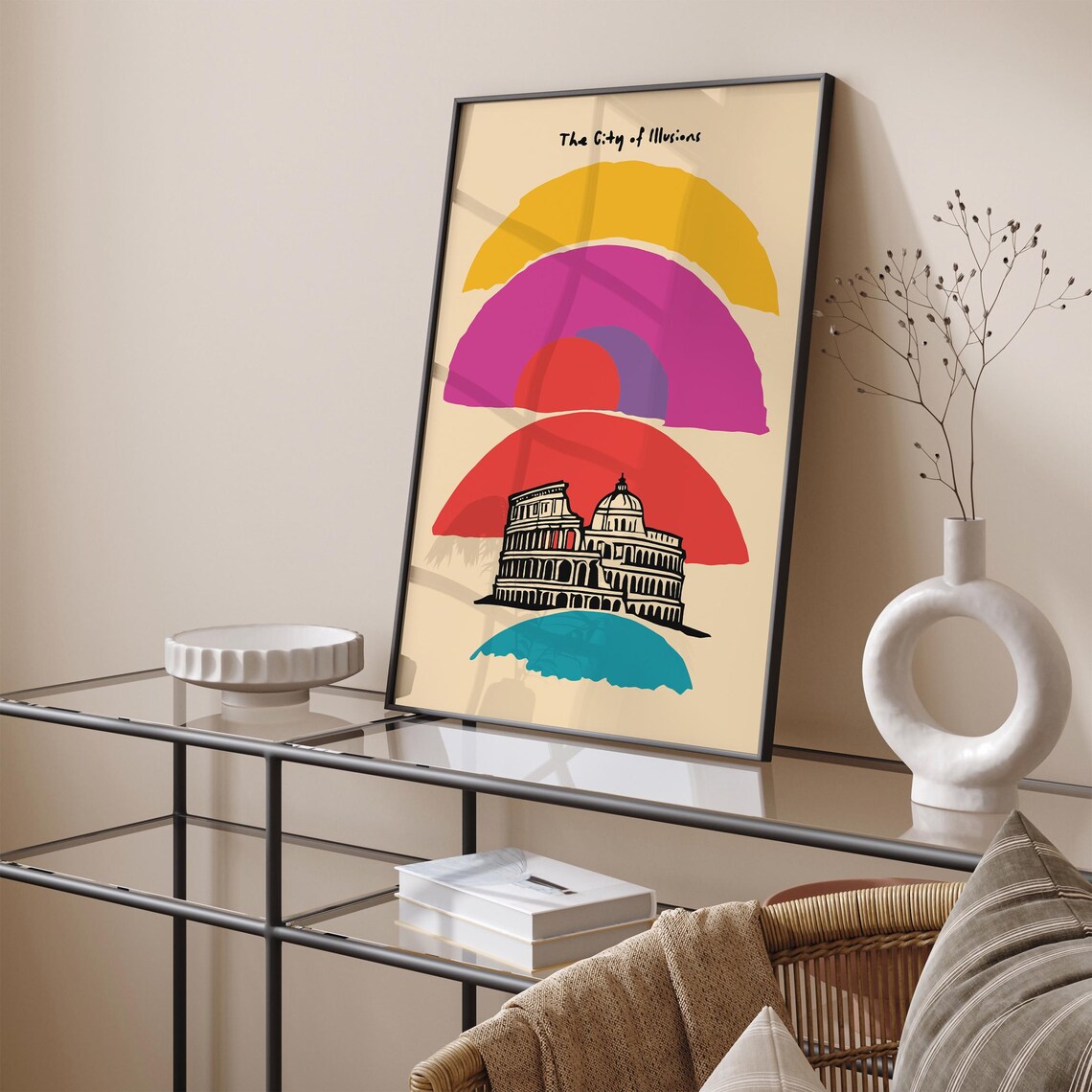 The City of Illusions Rome Colosseum Rainbow Sunset Travel Poster - Image 4
