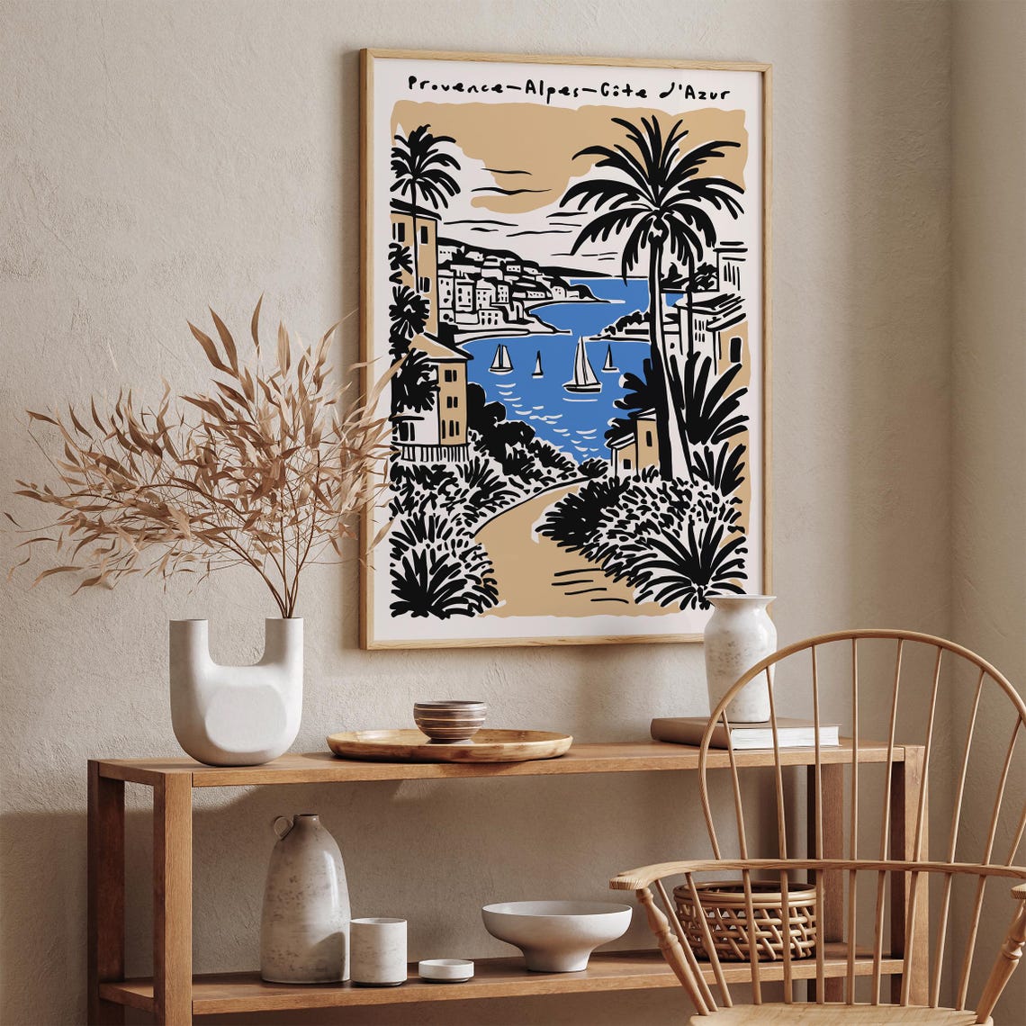 Provence Côte d'Azur Coastal Poster with Sailboats and Palms - Image 6