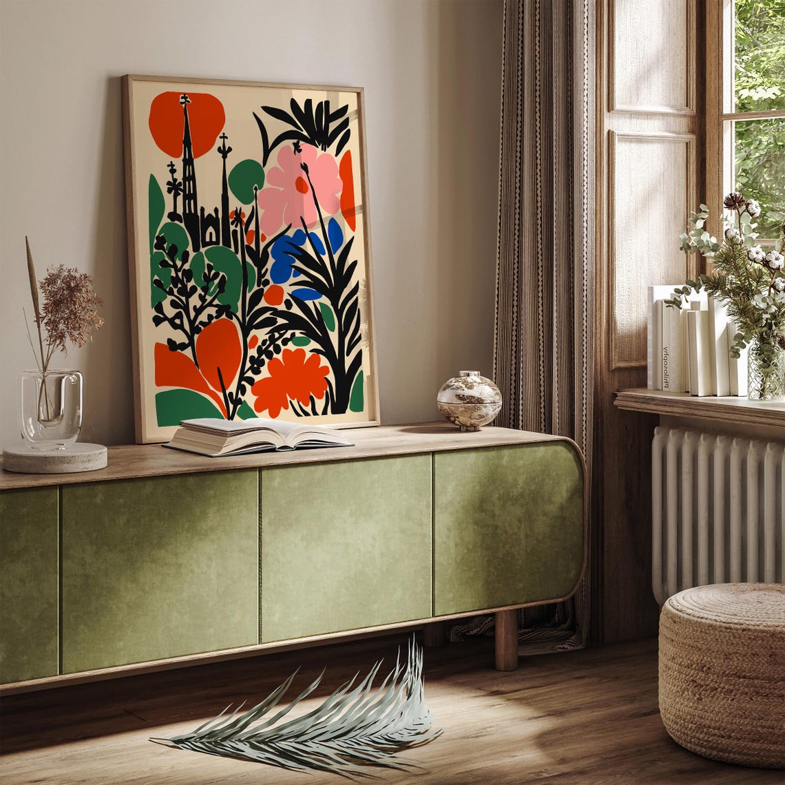 Barcelona Abstract Botanical with Sagrada Familia Spires Poster - Image 3