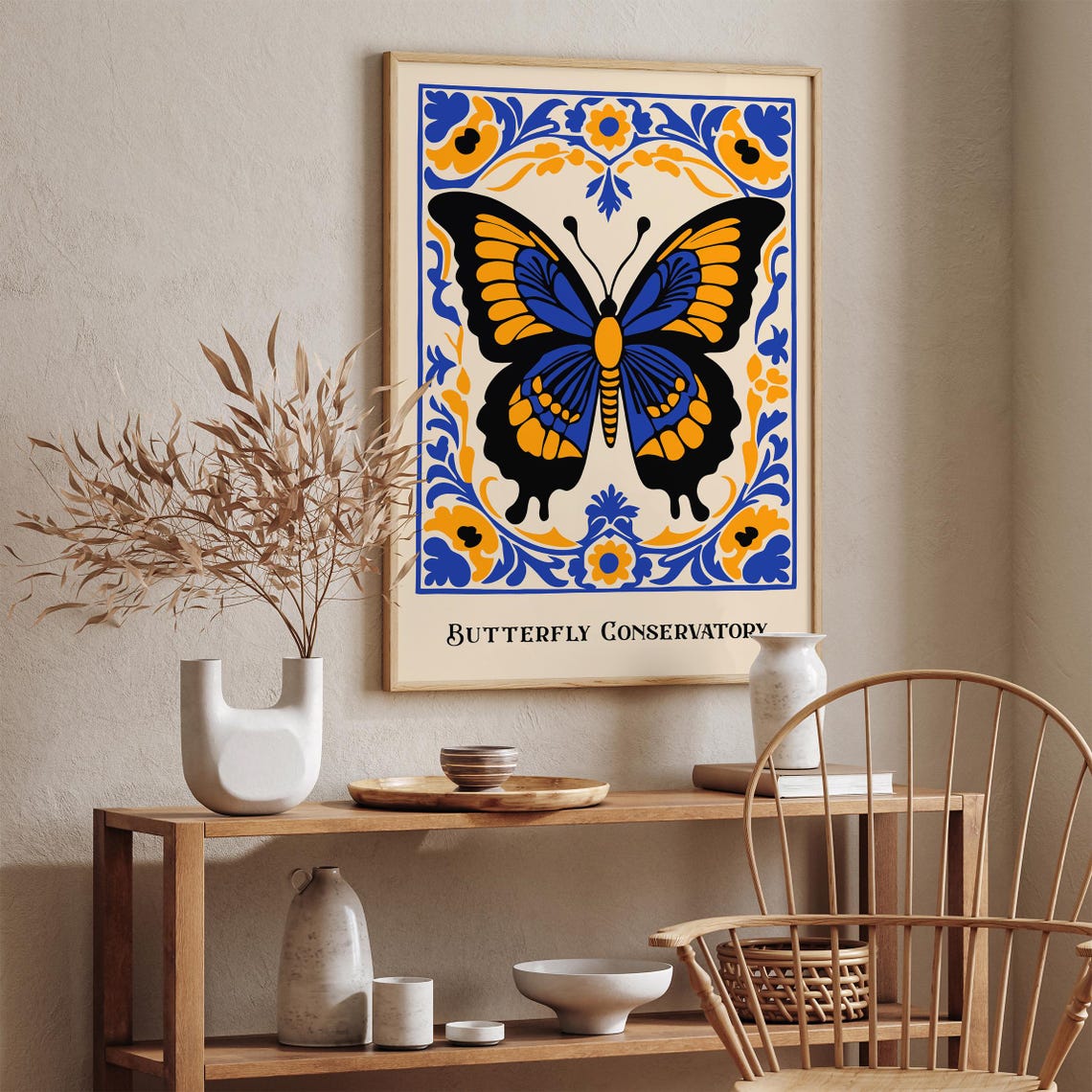 Butterfly Conservatory Black Blue Orange Folk Nature Exhibit Poster - Image 5