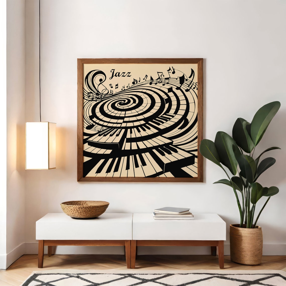 Vintage Jazz Piano Square Poster Retro Music Wall Art Spiral Piano Keyboard Square Art Vintage Jazz Music 10x10 14x14 16x16 18x18 Print - Image 6