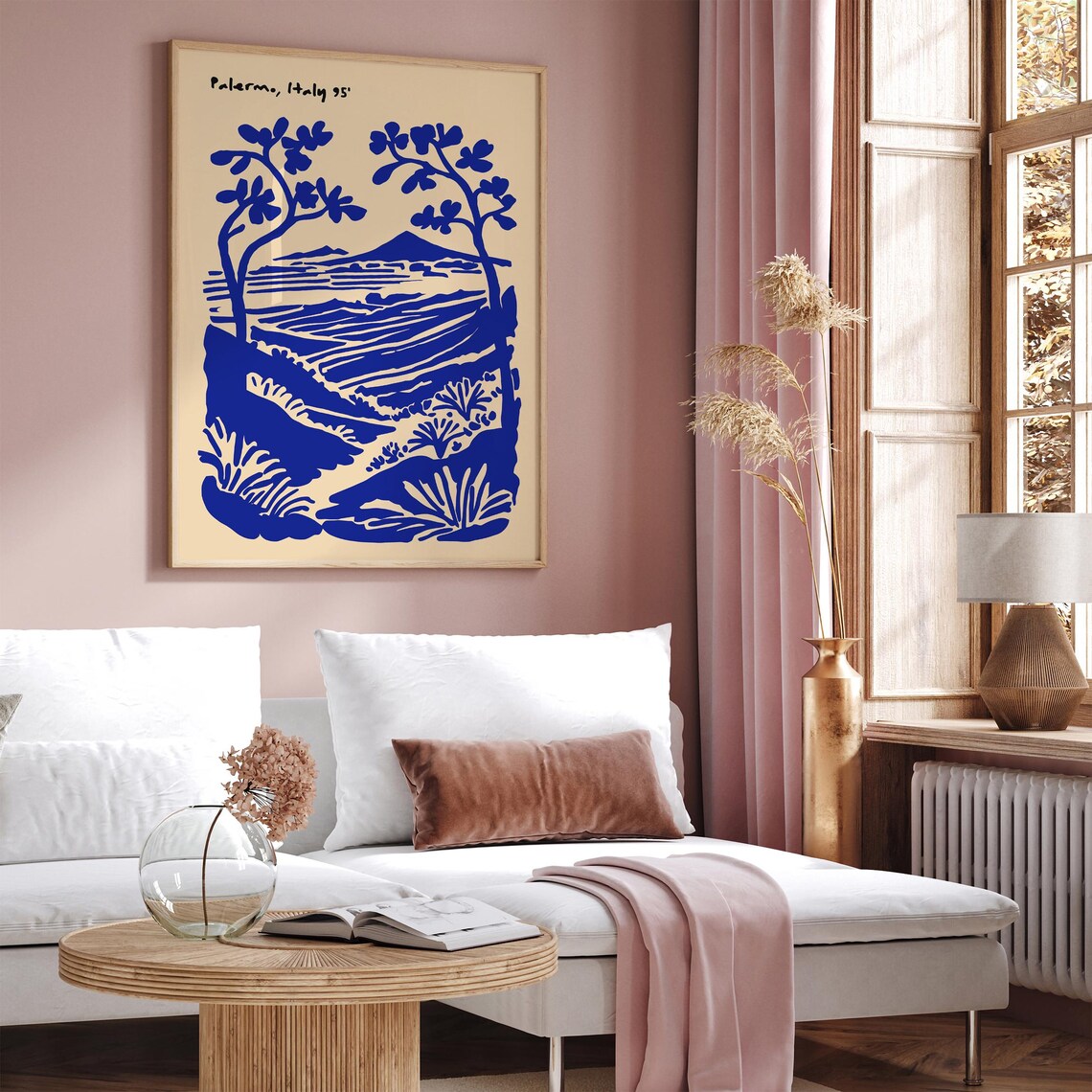 Palermo Italy 95 Cobalt Blue Coastal Sicilian Landscape Travel Poster - Image 4