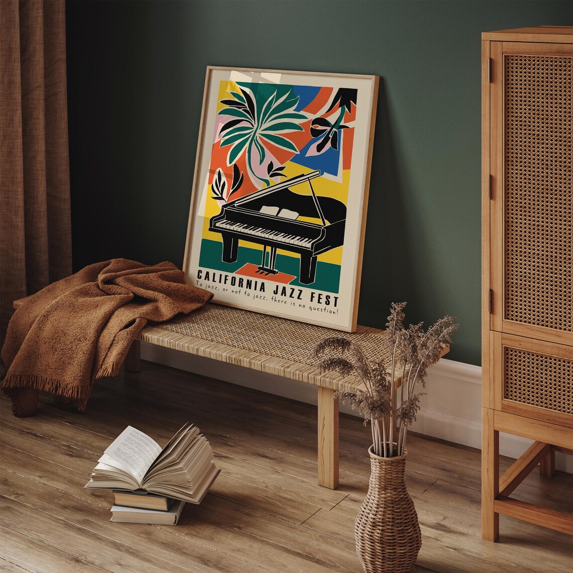 California Jazz Fest Grand Piano Colorful Tropical Music Poster - Image 5