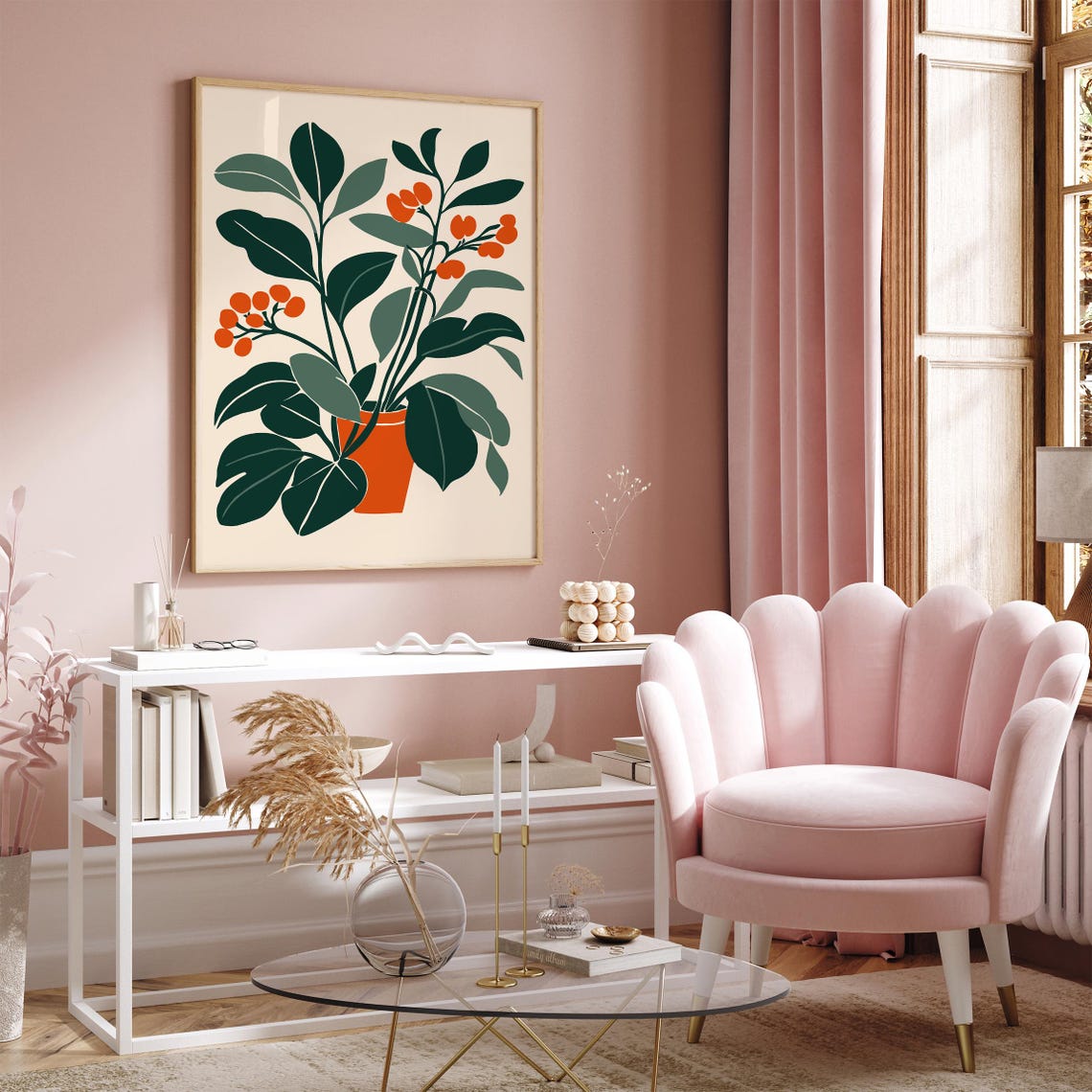 Minimal Botanical Poster Terracotta Pot With Orange Berries Art - Image 5