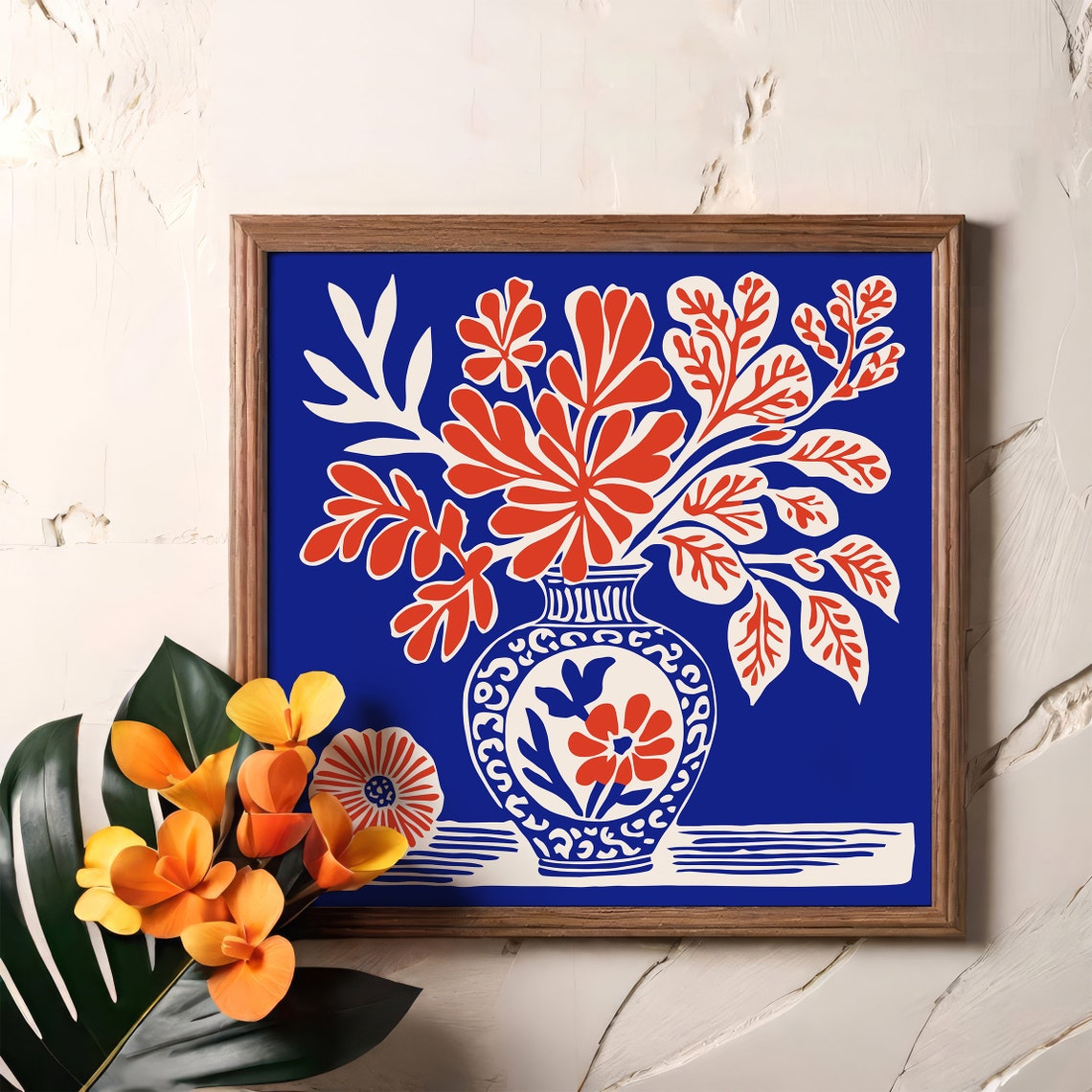 Indigo Blue Floral Vase Bold Matisse Style Botanical Home Poster - Image 5