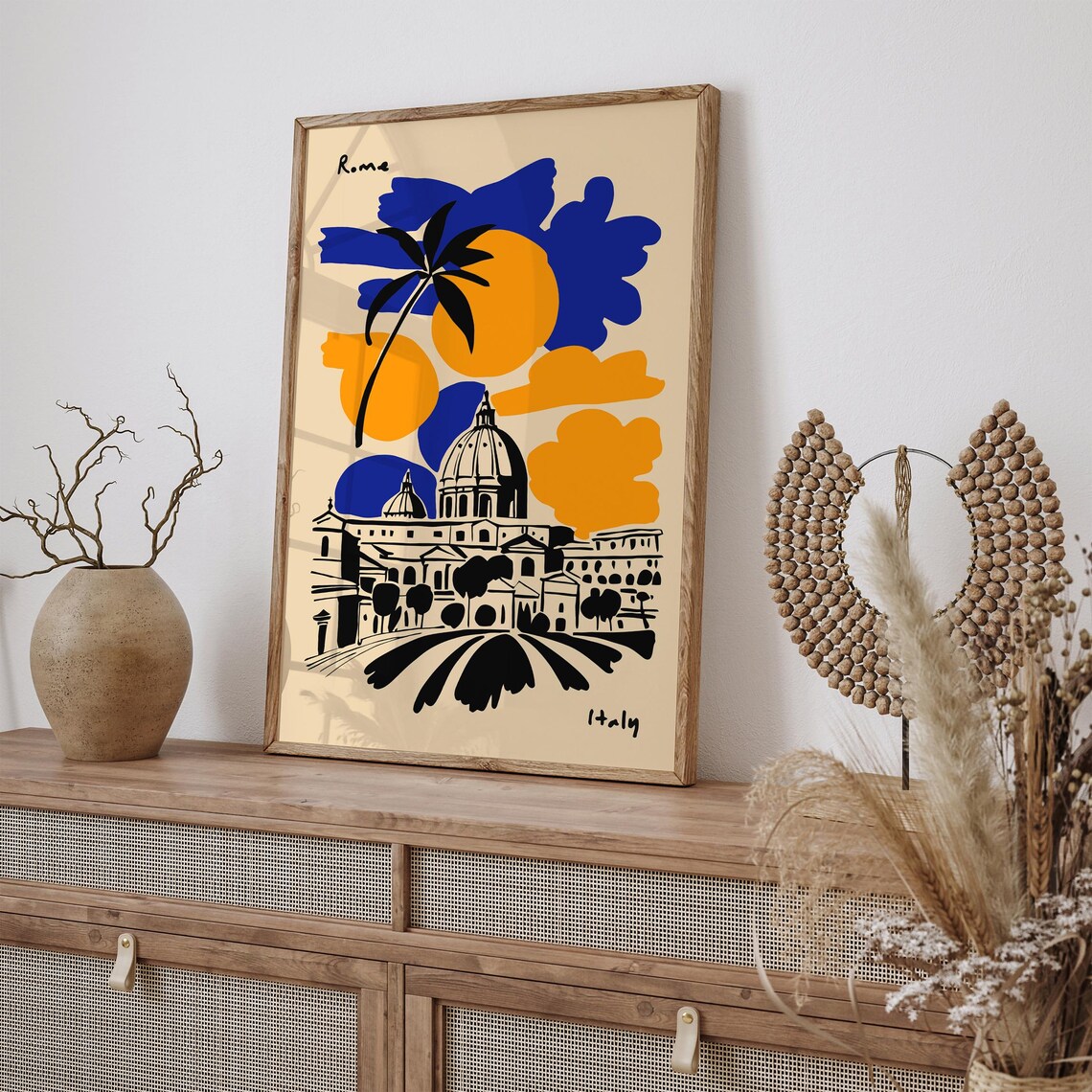 Rome Italy Saint Peters Basilica Blue Orange Sky Travel Poster - Image 2