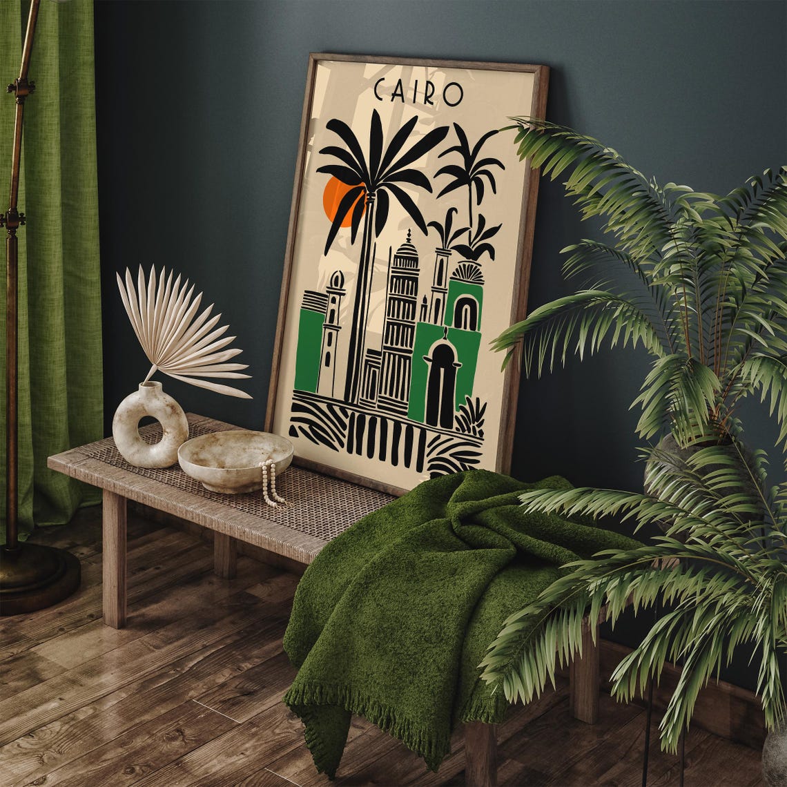 Cairo Egypt Mosque Minaret Palm Trees Retro Vintage Travel Poster - Image 4