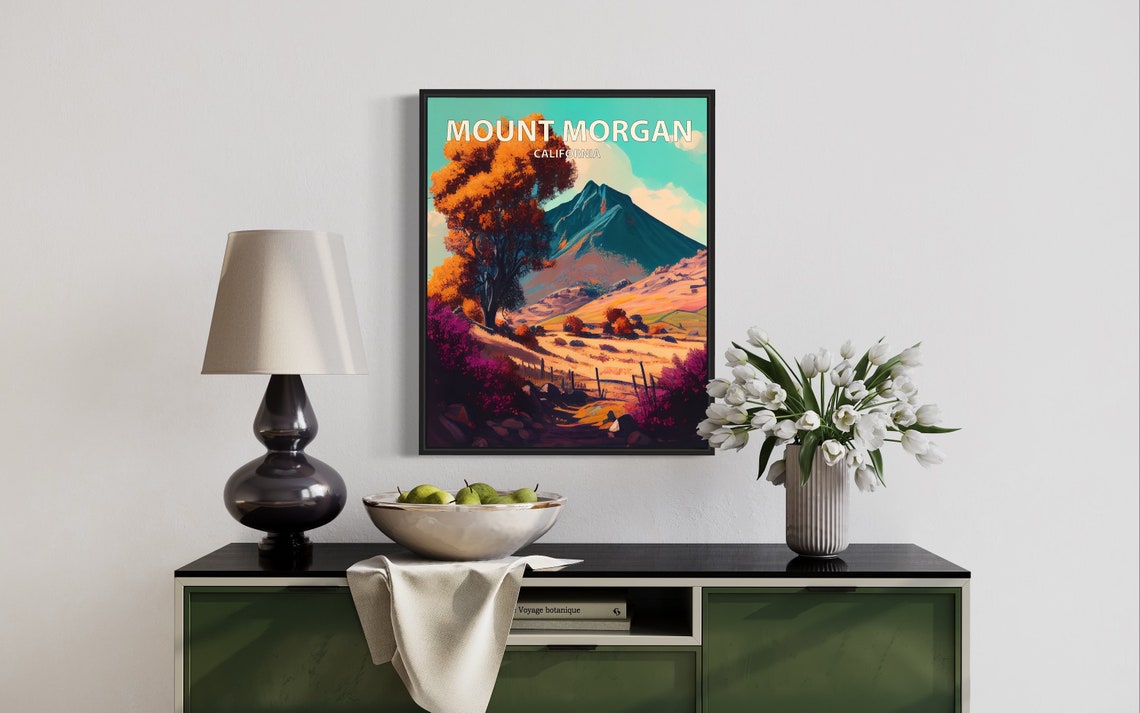 Mount Morgan California Green Peak Meadow Wildflower Art Poster - Image 3
