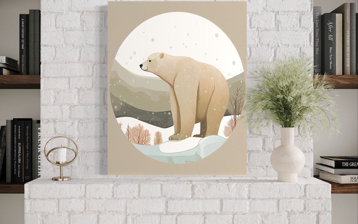 Polar Bear Standing on an Ice Floe in Arctic Snow Art Poster - Image 3