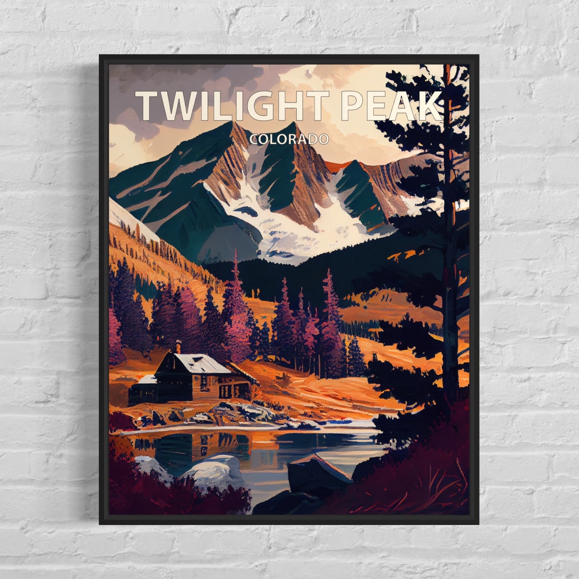 Twilight Peak Colorado Mountain Cabin Lake Sunset View Poster