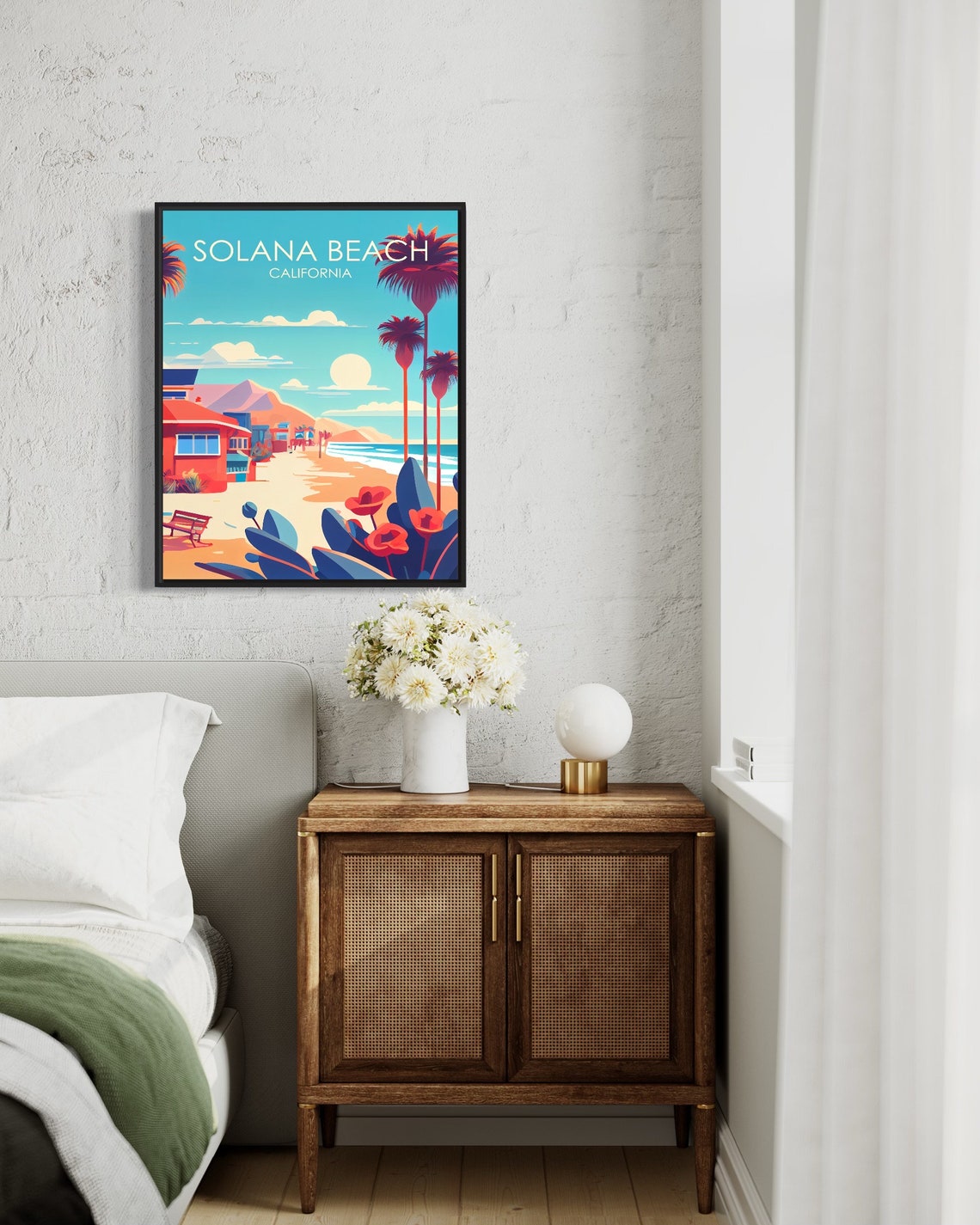 Solana Beach California Retro Sun Palms Seaside Poster Artwork - Image 2