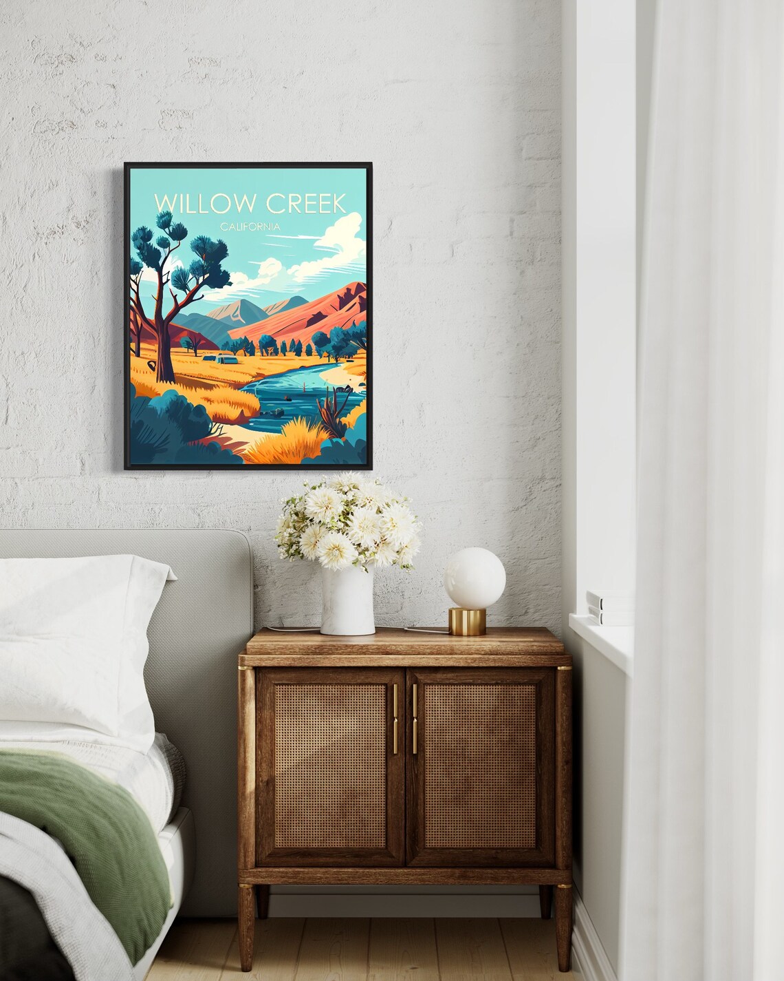 Willow Creek California Desert River Joshua Trees Landscape Poster - Image 2