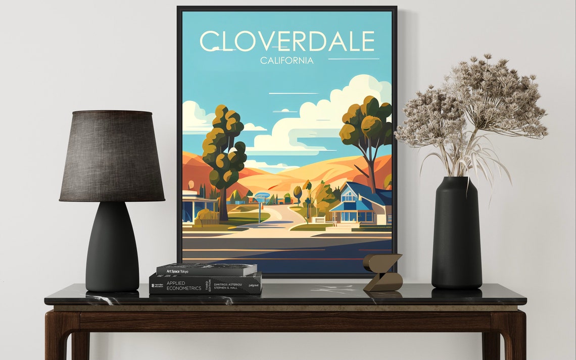 Cloverdale California Retro Town Street Scenic Travel Poster - Image 3