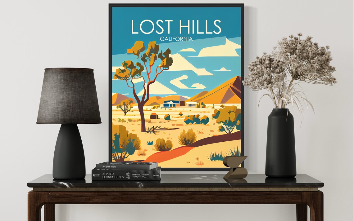 Lost Hills California Desert Homestead Retro Style Scenic Poster - Image 3