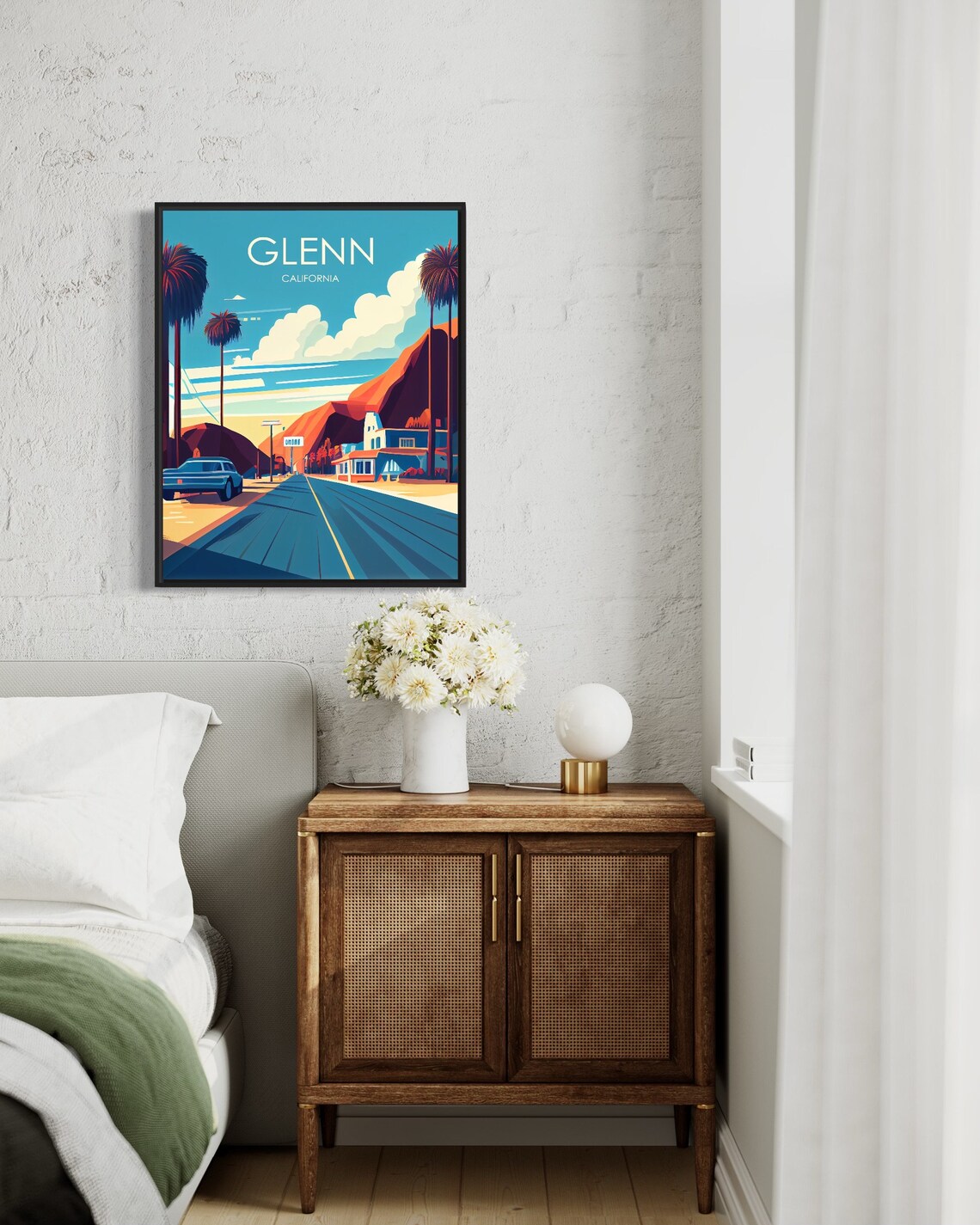Glenn California Sunny Open Highway Palm Roadside Diner Poster - Image 2