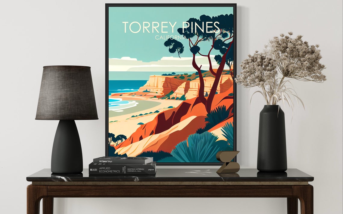 Torrey Pines California Coastal Cliffs Ocean View Beach Travel Poster - Image 3