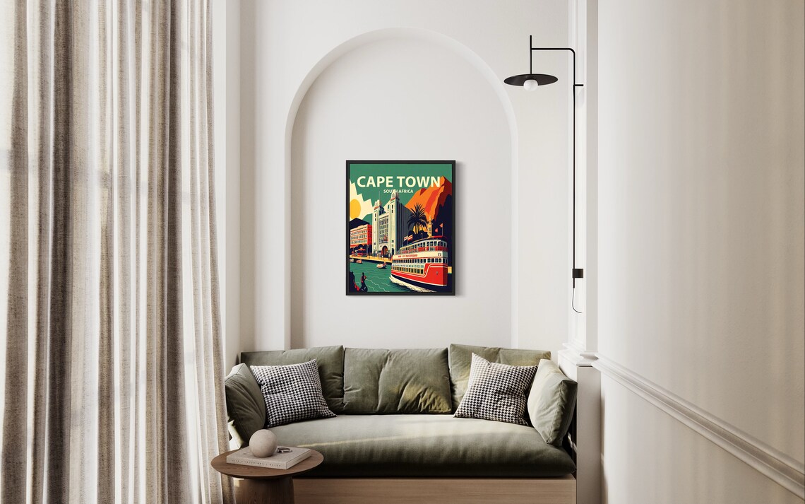 Cape Town South Africa Waterfront Ferry Mountain Retro Travel Poster - Image 2