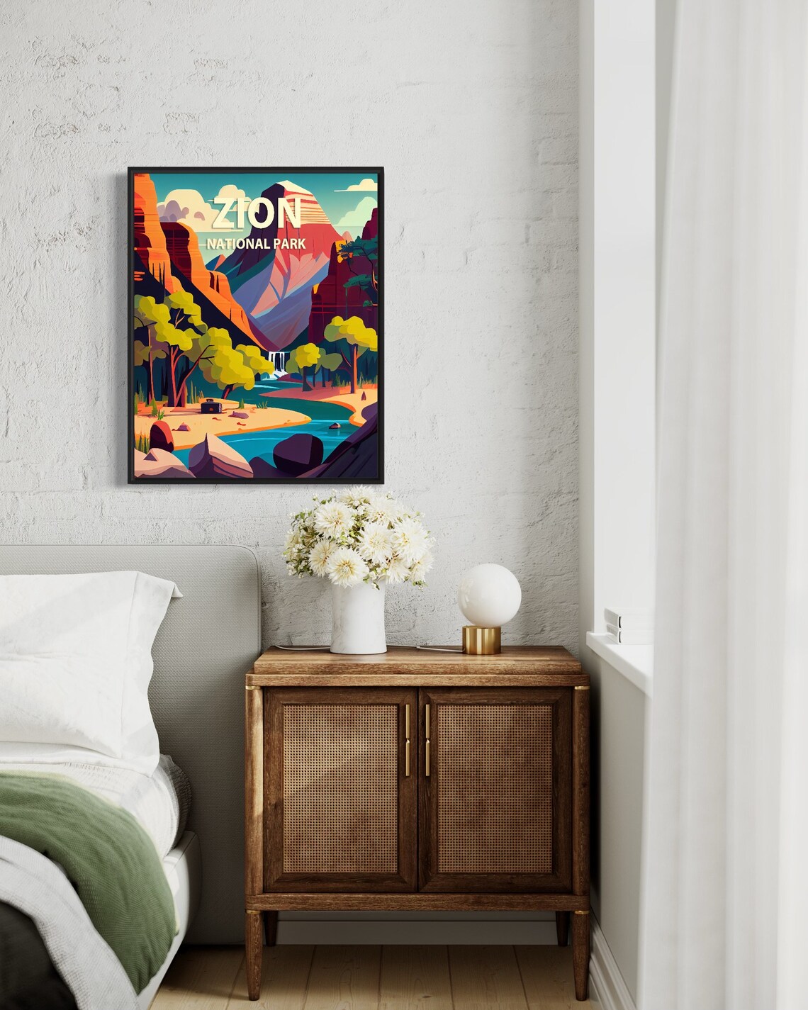 Zion National Park Red Rock Canyon River Bend Scenic Travel Poster - Image 2