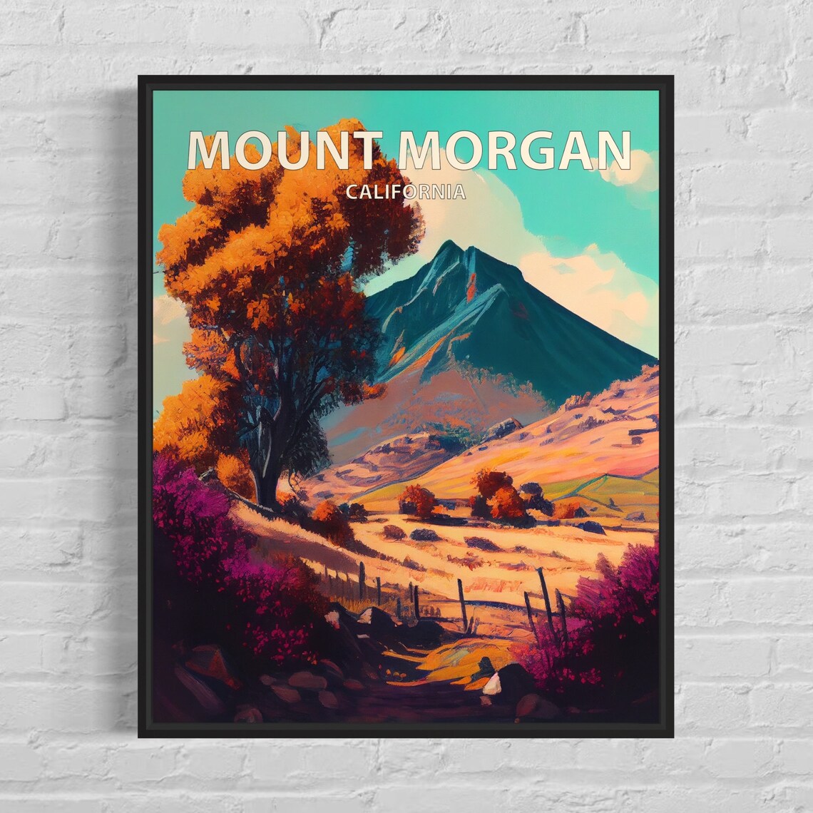 Mount Morgan California Green Peak Meadow Wildflower Art Poster
