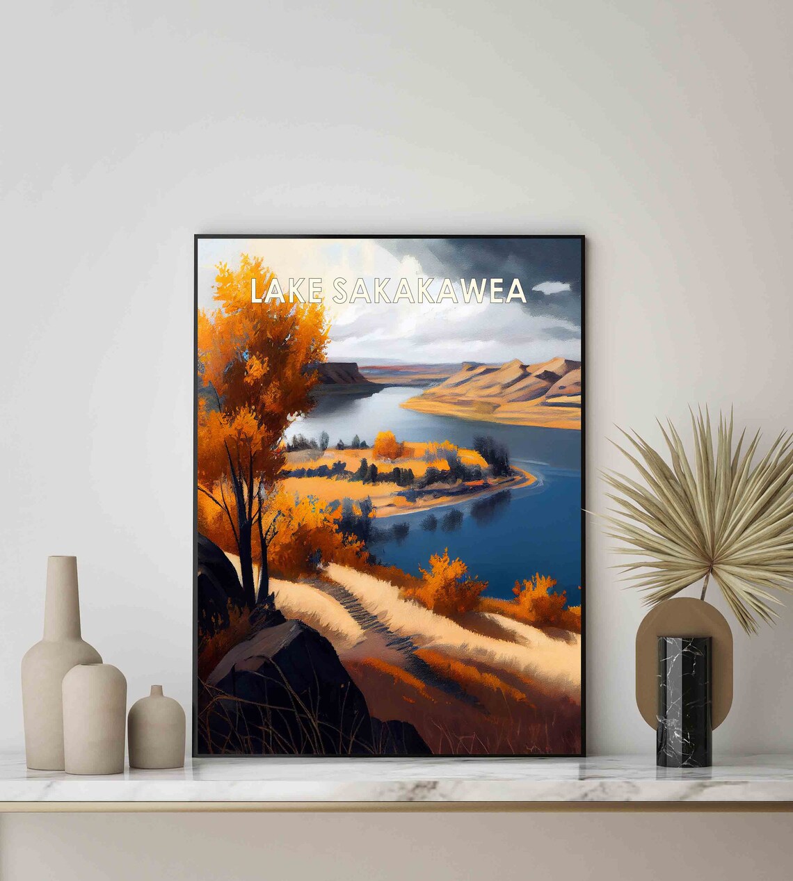 Lake Sakakawea Autumn Lakeshore Landscape North Dakota Poster - Image 3