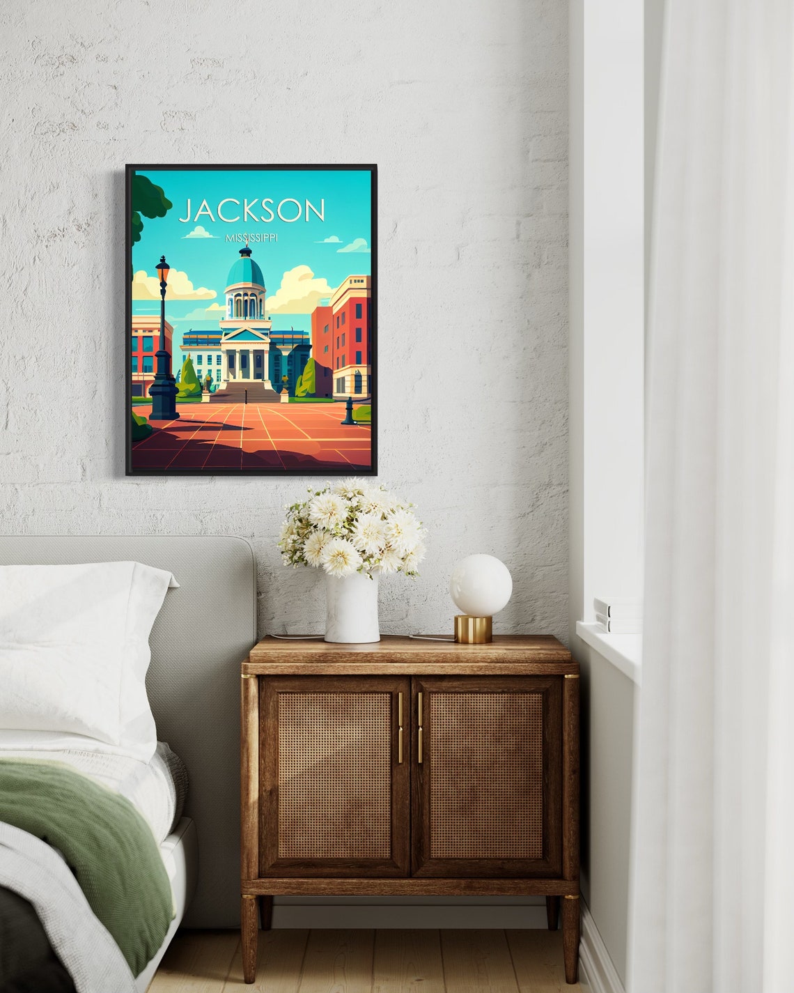 Jackson Mississippi Capitol Building Retro City Travel Poster - Image 3
