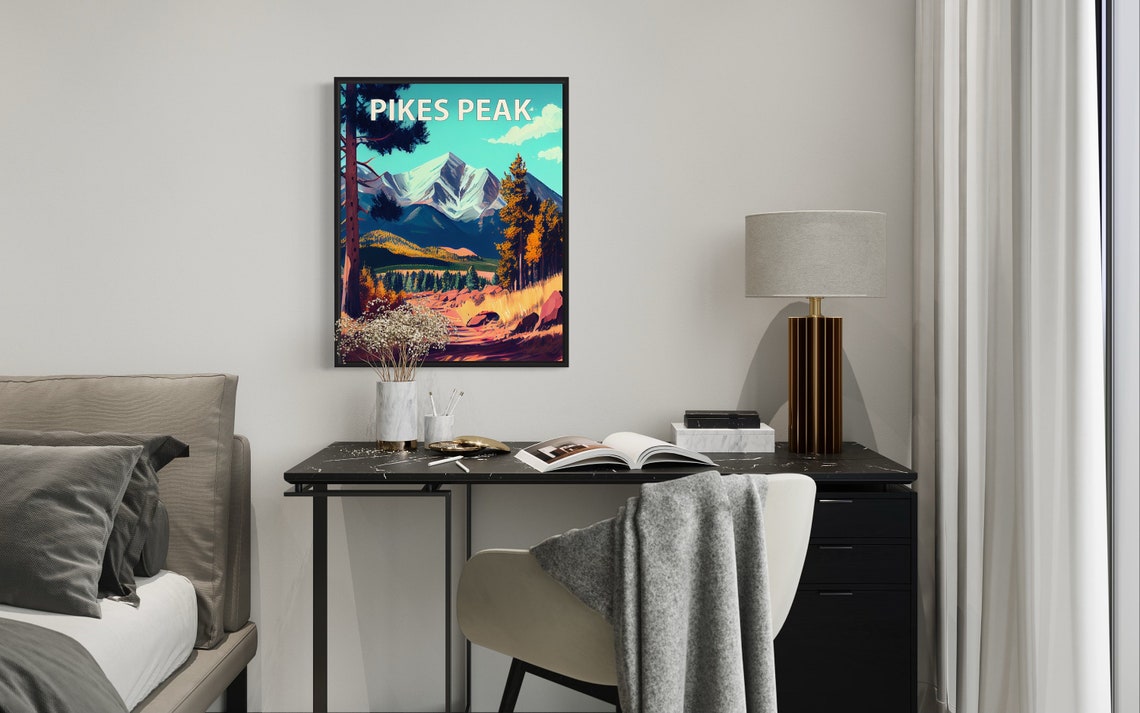 Pikes Peak Snowcapped Summit Golden Autumn Forest Travel Poster - Image 3