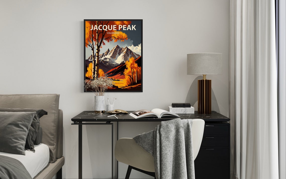 Jacque Peak Colorado Aspen Trees Fall Colors Snowy Ridge Poster - Image 2
