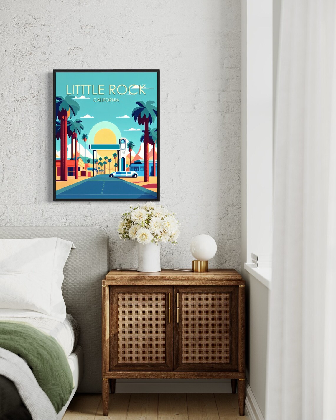 Littlerock California Retro Palm Street Arch Sunset Scene Poster - Image 2