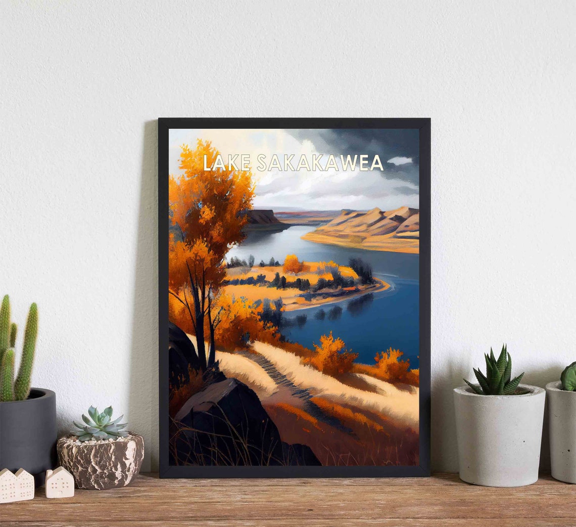 Lake Sakakawea Autumn Lakeshore Landscape North Dakota Poster - Image 2