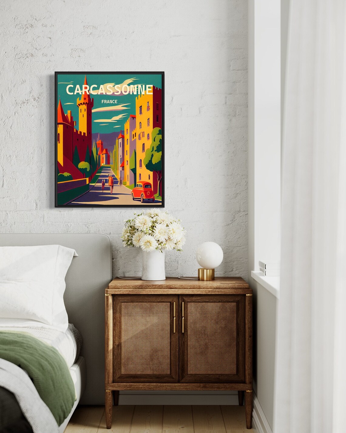 Carcassonne France Medieval Castle Town Retro Colorful Poster - Image 3