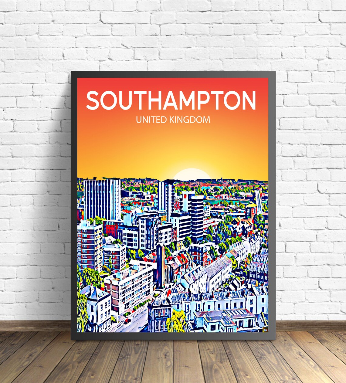 Southampton United Kingdom Sunset Skyline Modern City Art Poster