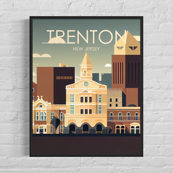 Trenton New Jersey Retro Art Print Trenton Wall Art Illustration Trenton Vintage Minimal Design Poster