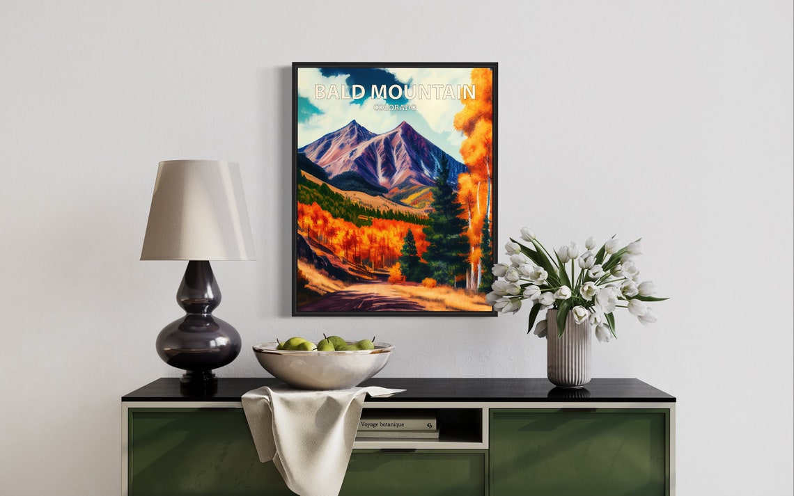 Bald Mountain Colorado Twin Peaks Fiery Autumn Forest Poster - Image 3