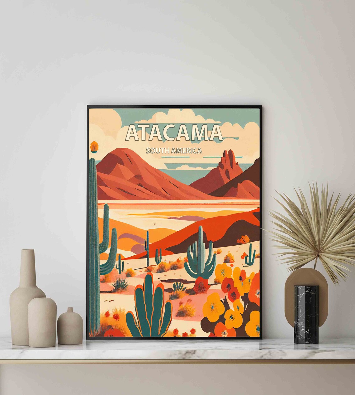 Atacama Desert South America Cactus Landscape Vintage Travel Poster - Image 2