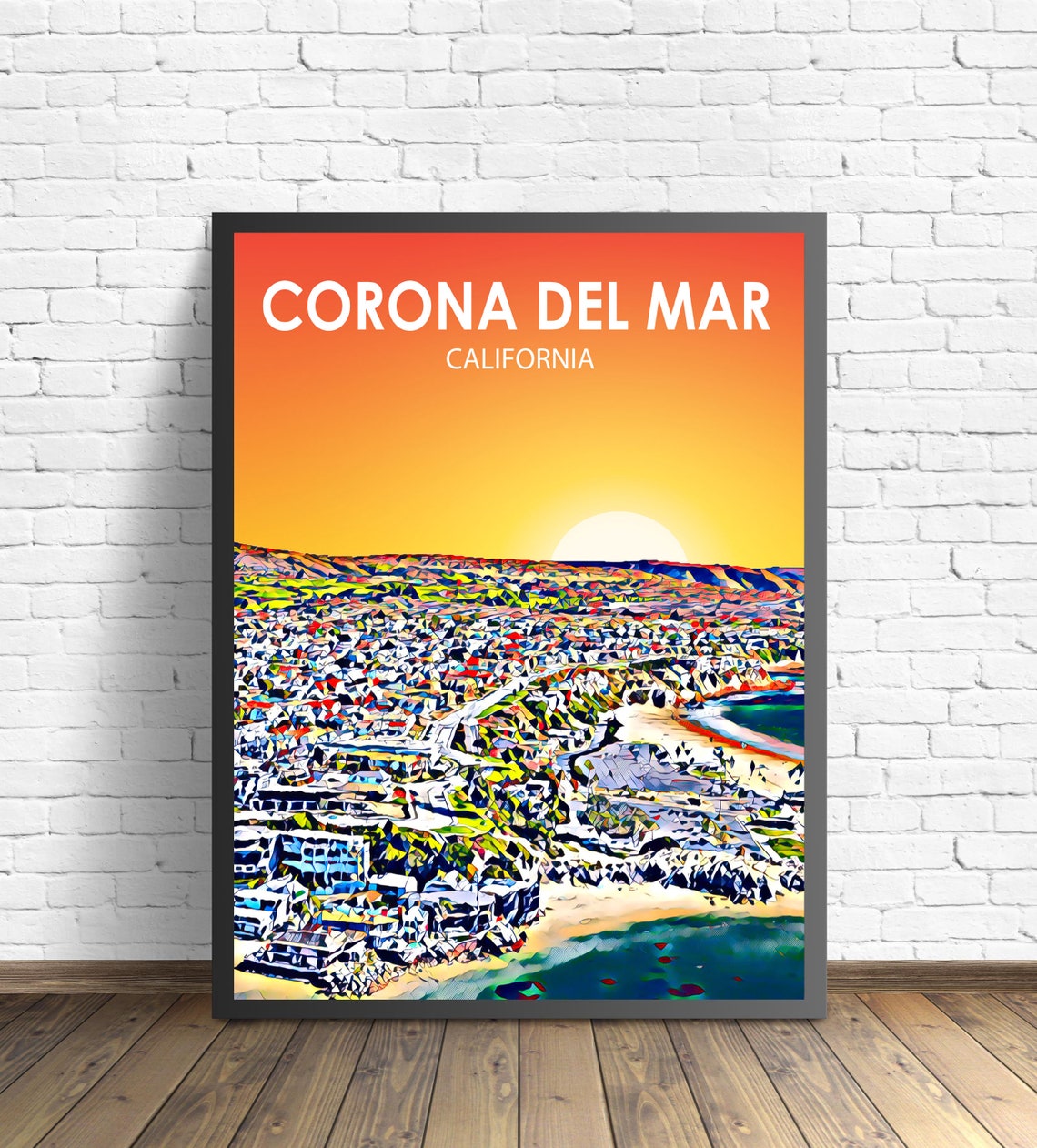 Corona Del Mar California Sunset Pacific Ocean Coast Aerial Poster