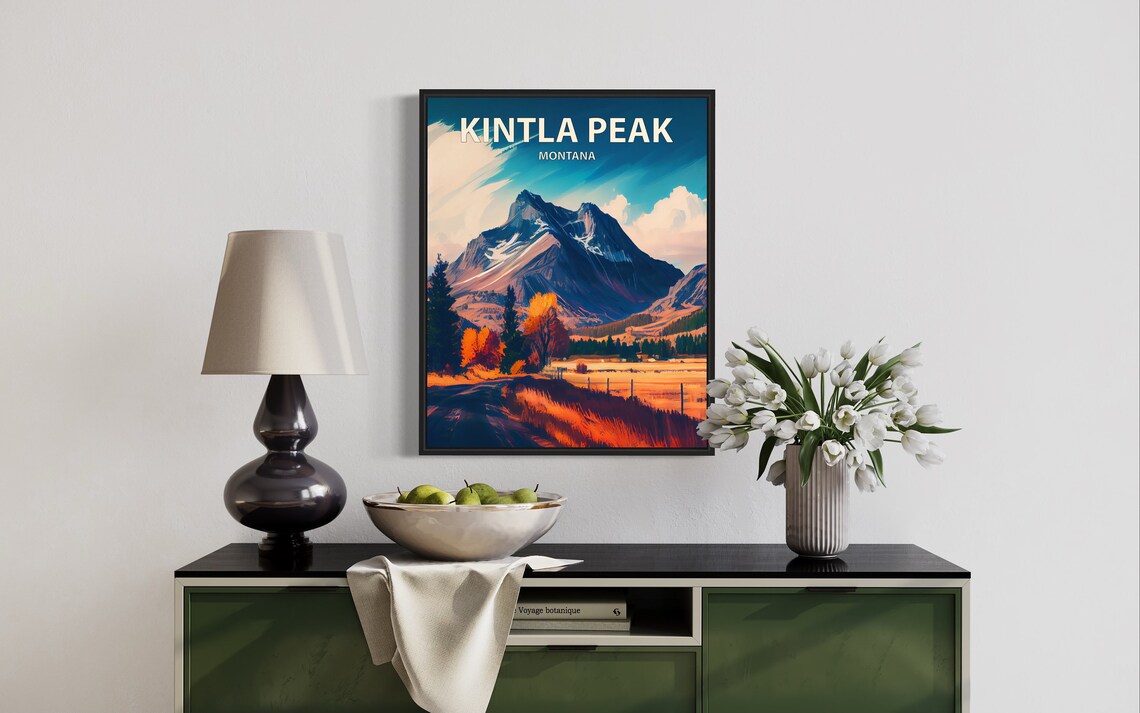 Kintla Peak Montana Rocky Summits Autumn Meadow Valley Poster - Image 3