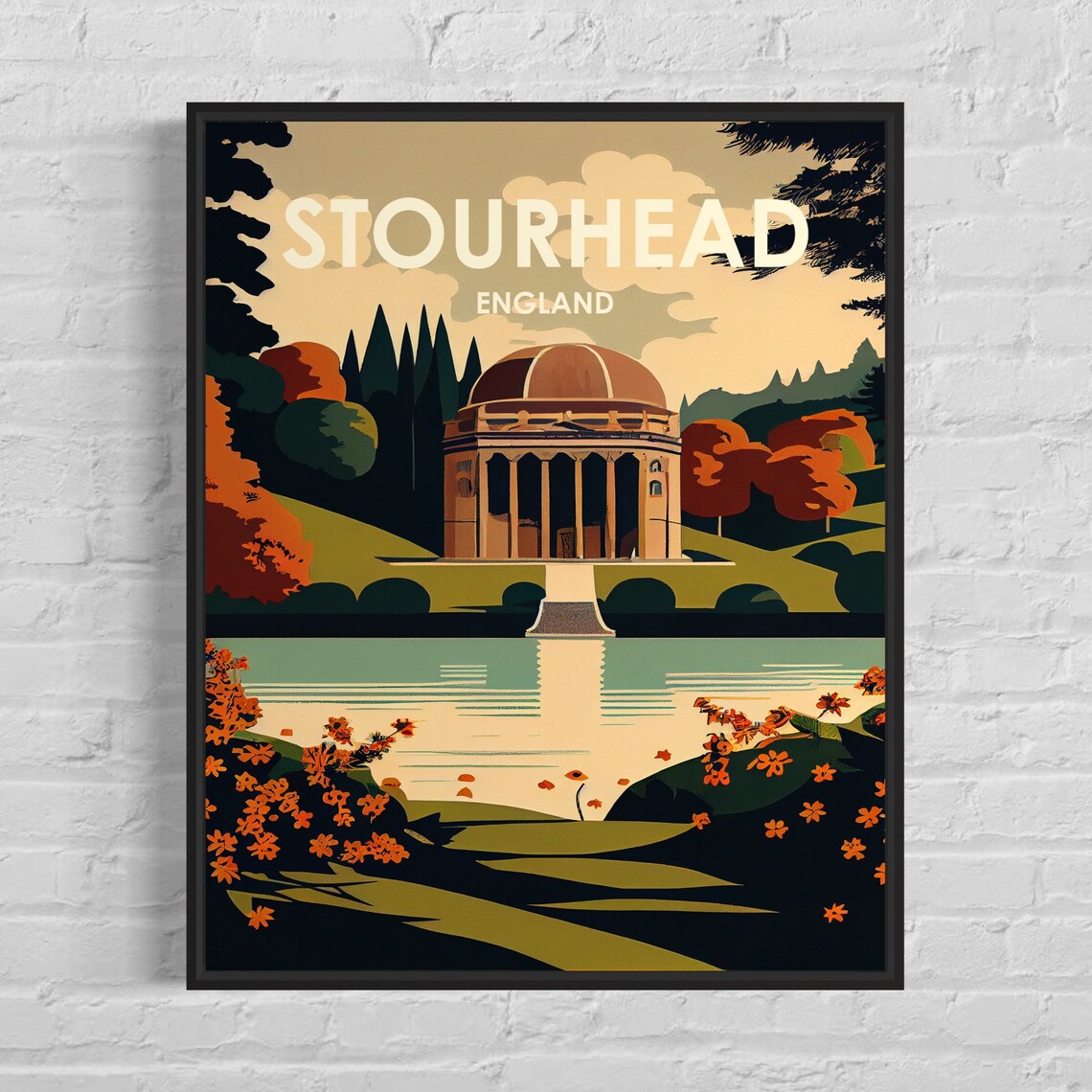 Stourhead England Pantheon Reflecting Lake Autumn Gardens Poster