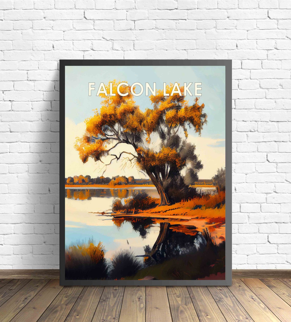 Falcon Lake Texas Sunset Big Golden Tree Lakeside Glow Poster